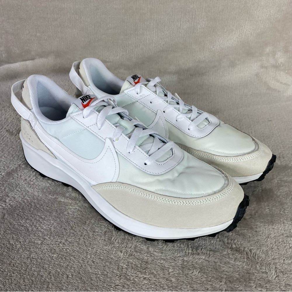Nike Waffle Debut Running Shoes Mens Size 13 White Nyon Suede Sneakers NEW
